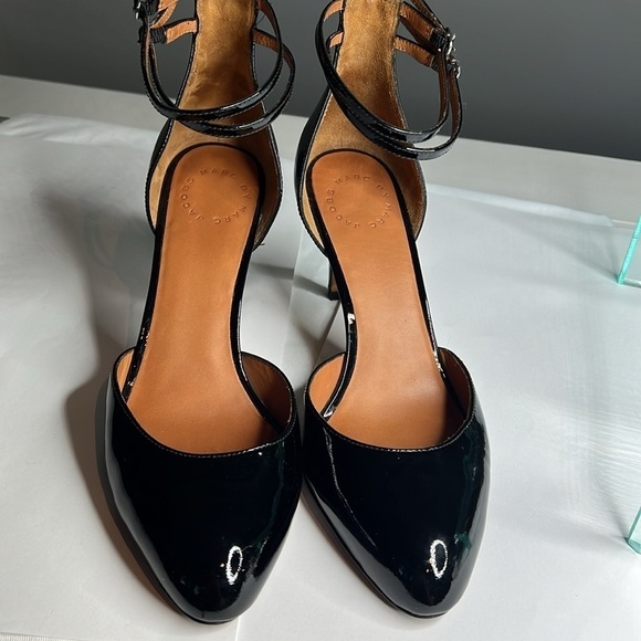 Marc by Marc Jacobs Sz 39 Black Patent Leather Double Ankle Strap Heels Pumps - Picture 12 of 12
